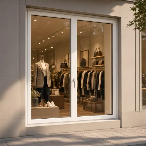 Devanture de boutique avec vitrine vitrée