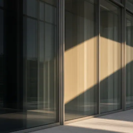 Détail d'une façade vitrée au soleil